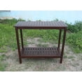thumbnail image 3 of 42" Patio Console Table, 2-Shelf Multifunctional Buffet Bar Storage Organizer, Wooden Console Table Workstation for Garden Balcony Garage, Brown, 3 of 7