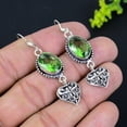 thumbnail image 2 of Natural Peridot Gemstone Handmade 925 Sterling Silver Gift Jewelry Earring 2.17", 2 of 2