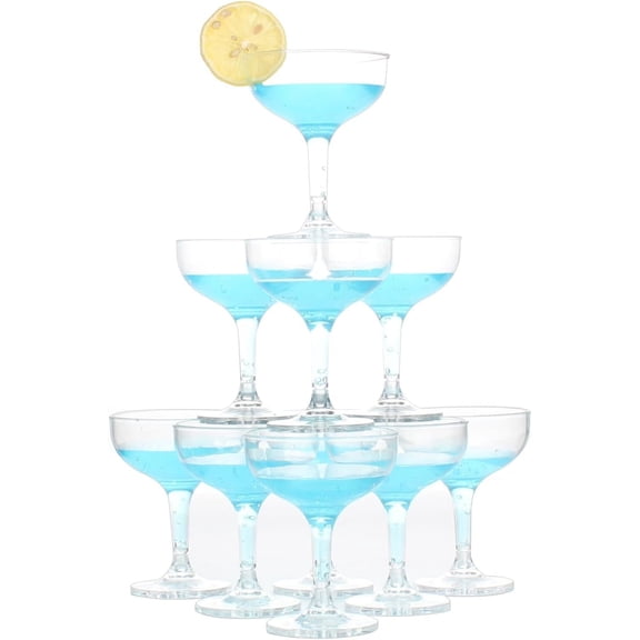"5oz Acrylic Martini Glasses and Plastic Champagne Coupe Glasses for Party Champagne Tower, Martini, Margarita, Cocktail, Dessert (Reusable, Dishwasher Safe)