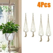 Macrame Plant Hanger 4PCS Hanging Planter Basket Flower Jute Rope Pot Holder for Indoor Courtyard Garden Decor