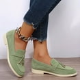 thumbnail image 2 of HEWUQI Loafers for Women Suede Cushioned Slip on Closed Toe Work Flat Shoes Comfortable Vintage Work Daily Casual Dress Moccasins Green Size 6.5, 2 of 4
