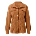thumbnail image 3 of TAIAOJING Women's Fashion Coat Solid Corduroy Buttoned Cardigan Loose Shirt Jacket With Pockets, 3 of 5