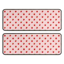 Kitchen Rugs Sets Of 2,Red Strawberry Plants Pink Pattern Anti Fatigue Kitchen Mat Rugs Non Slip Washable,Decorative Kitchen Floor Mats for Kitchen,Sink,Laundry,17"x47" 17"x47"