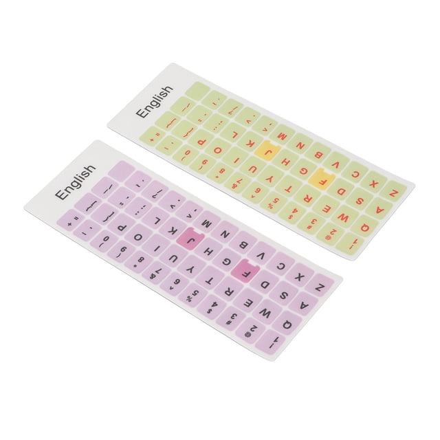 Colorful English Language Keyboard Stickers Waterproof Coating PVC Material 2pcs Keycaps Stickers for Laptop Desktop Computer