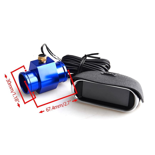 Universal 12v 24v Lcd Water Temperature Voltmeter Gauge 2 In 1 With Joint Pipe Adapter 1/8npt Od 26mm-40mm