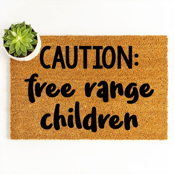 Doormat Caution: Free Range Children Welcome Mat Funny House Warming (18" x 30") #5711