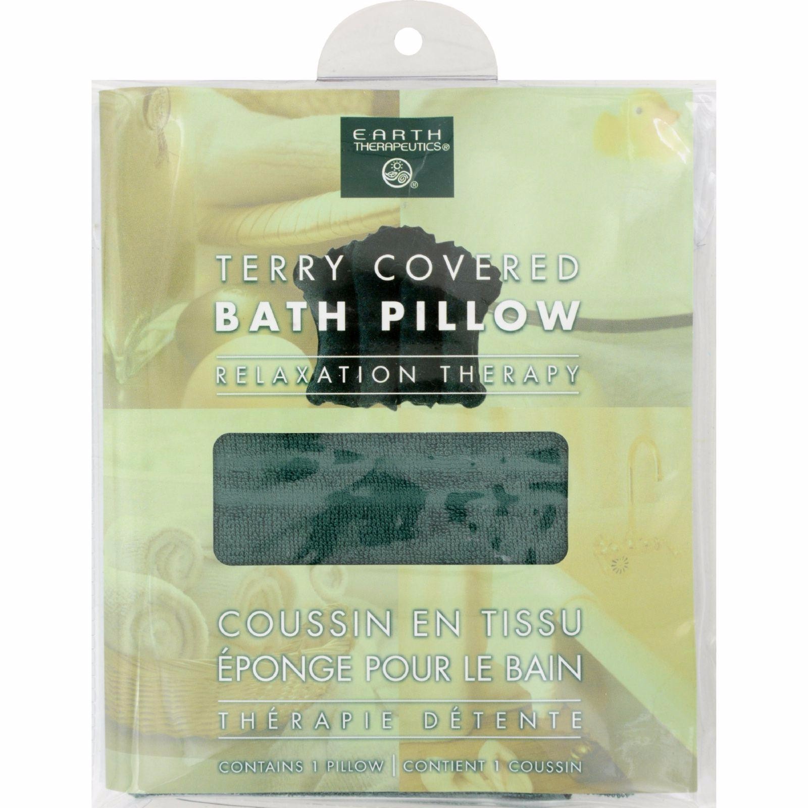 Earth Therapeutics Terry Covered Bath Pillow Dark Green 1 Pillow