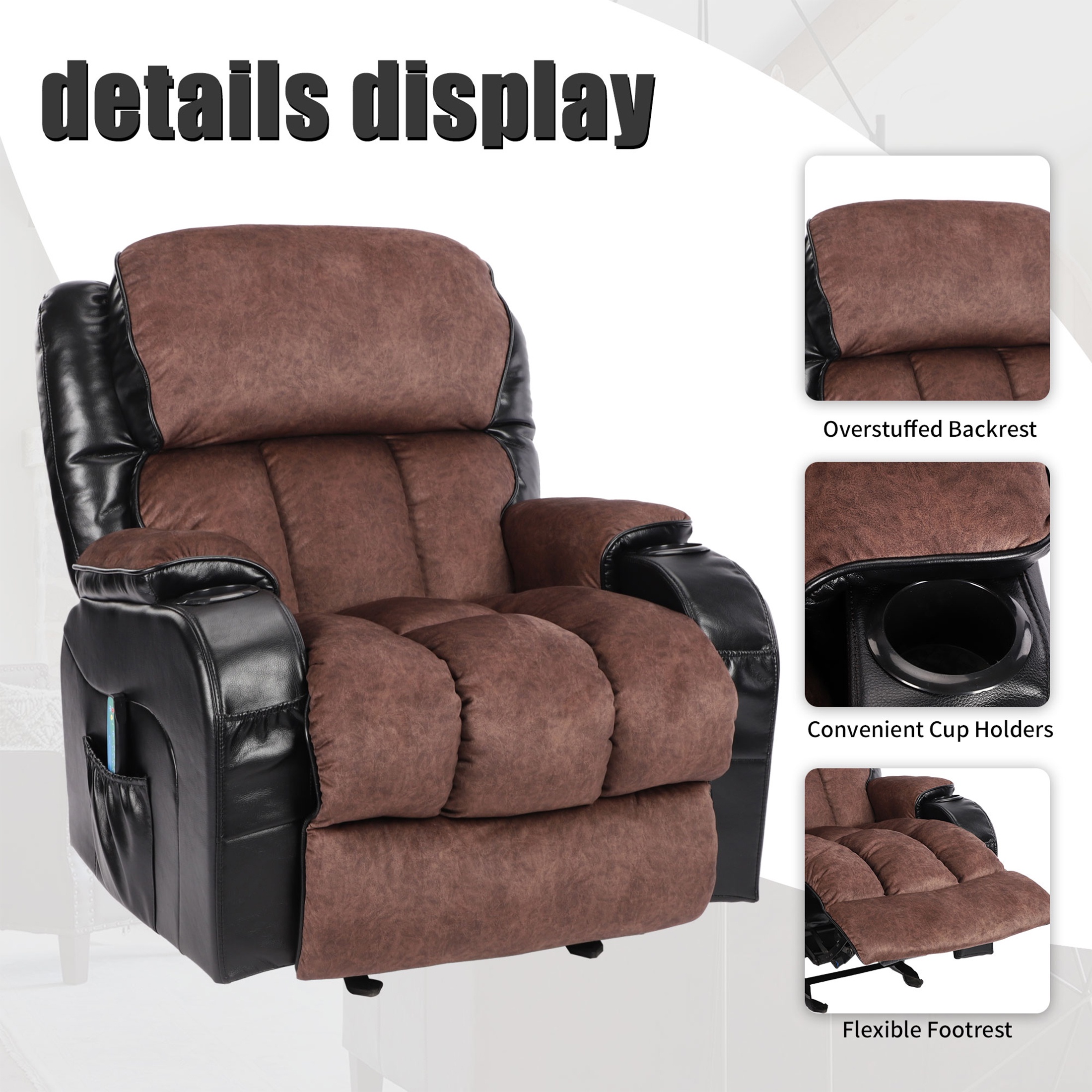 Electric Recliner Chair with Remote Control, Modern Ergonomic Lounge Recliner with Side Pocket for Adults and Elderly, Single Sofa for Living Room Home Theater, Gray