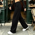 thumbnail image 4 of Ozmmyan Womens Fleece Wide Leg Sweatpants for Womens Drawstring Elastic Waist Baggy Lounge Pants with Pockets, 4 of 5