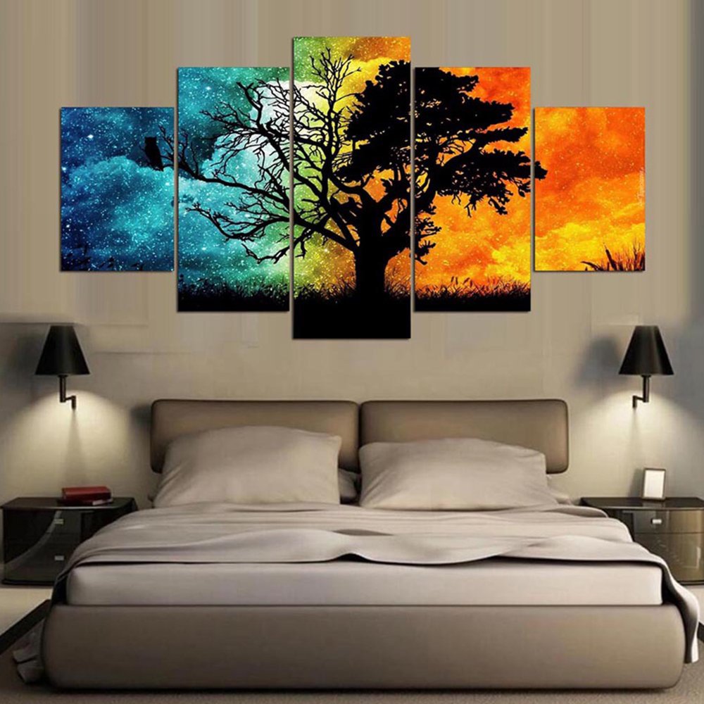 Large Size 5 Pcs Frameless Canvas Prints Pictures, Morden Abstract