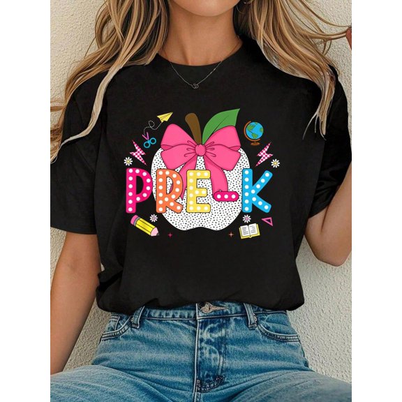 Pre-K Shirt Teacher Team Preschool First Day Back To School T-Shirt Tee Shirts Women