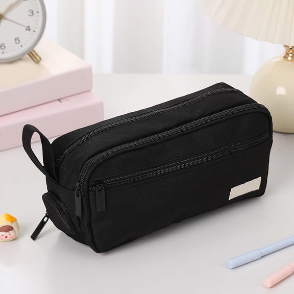 Large Capacity Pencil Case Big Pencil Bag with 3 Compartments Soft Pencil Bag with Handle Pen Pouch Bag for Men Women Office College Large Storage Organizer