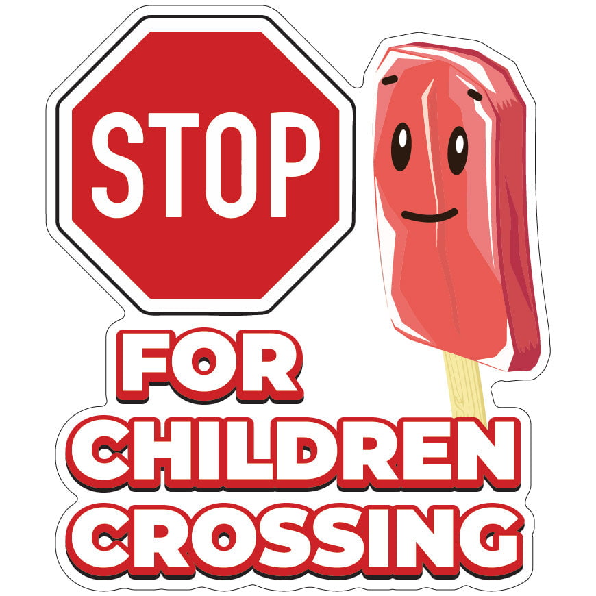 Stop Children Crossing Vinyl Decal 14" Concession Ice Cream Food Truck Cart 