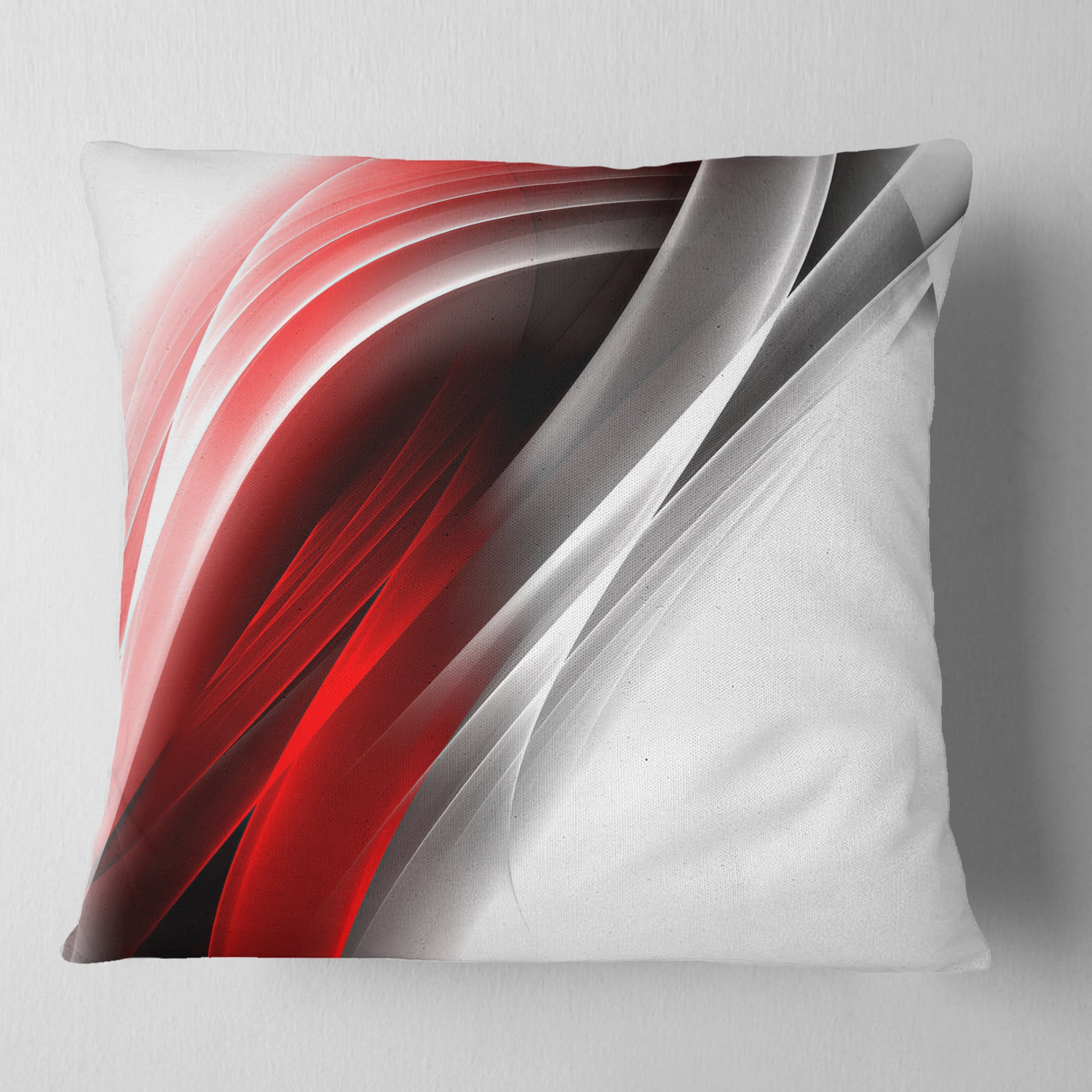 Designart 3D Pink Silver Vertical Lines - Abstract Throw Pillow - 18x18