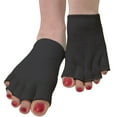 thumbnail image 1 of Gel Lined Open Toe Separator Compression Sock Toe Straightener - 1 Pair Toe Separating Spacer - One Size Fits Most - Free Branded Eyeglass Pouch (Black), 1 of 4