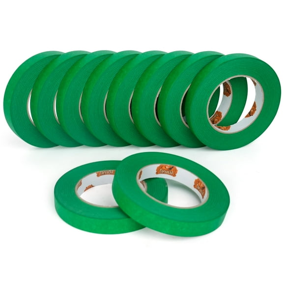 Cinta adhesiva para pintores TAPEBEAR, verde, multisuperficie, 0,7 cm x 55 m, 10 rollos