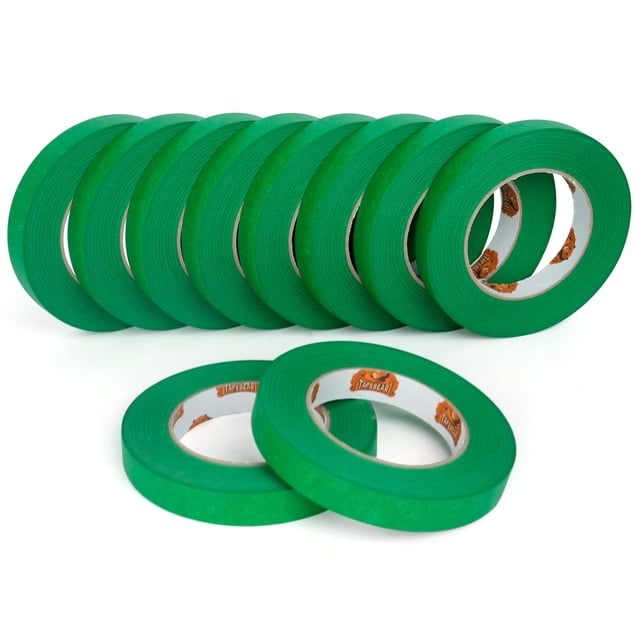 Cinta adhesiva para pintores TAPEBEAR, verde, multisuperficie, 0,7 cm x 55 m, 10 rollos