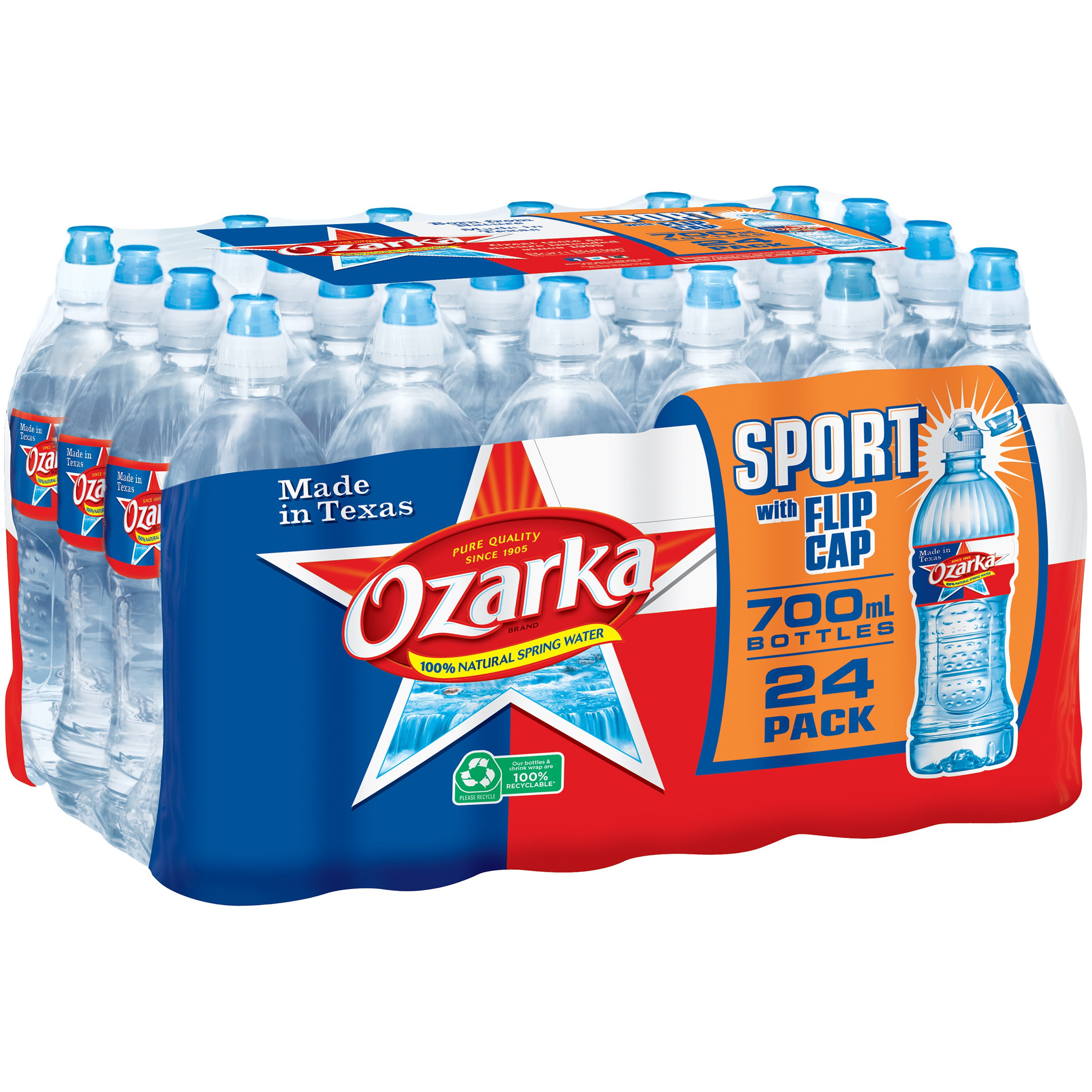 Ozarka Natural Spring Water 24-700mL Sport Bottles with Flip Cap