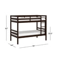 thumbnail image 4 of HH2Home Essentials Campbell Wood Twin over Twin Bunk Bed, Espresso, 4 of 13