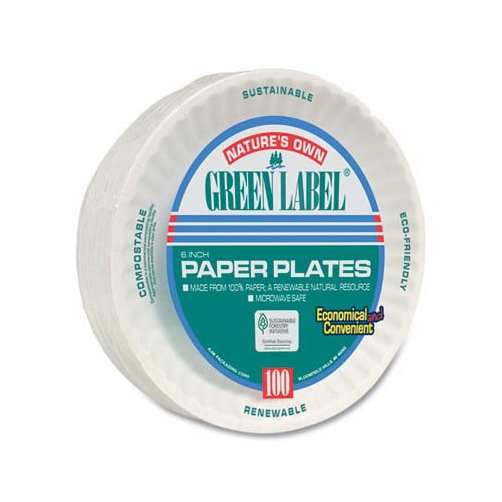 10 PACKS : AJM AJMPP6GRE Green Label Paper Plates, Microwavable, 6" Diameter