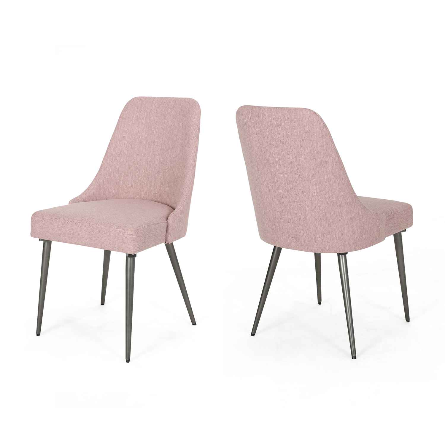 Kadyn 2 Pcs Modern Upholstered Dining Chairs, Kitchen Chair with Metal Legs, Dining Arm Chairs for Dining Room, Bedroom, Pink