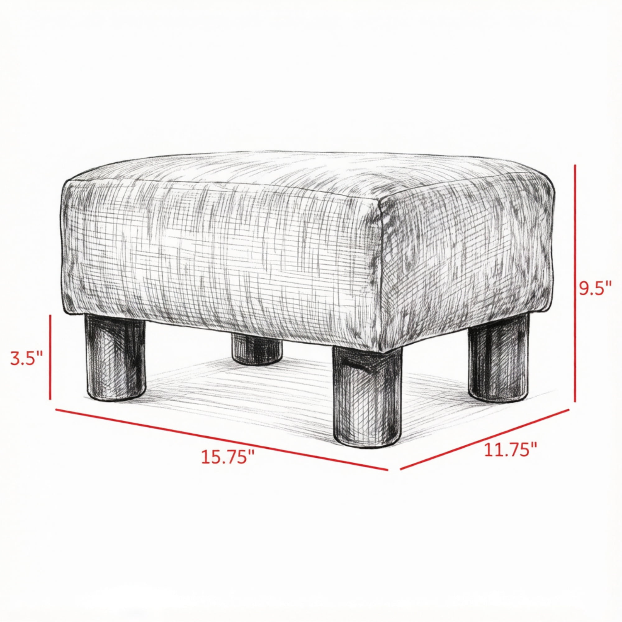 Foot Stool, Cube Ottoman Foot Rest with Sturdy Plastic Legs for Cozy Seating, Small Charcoal Gray Linen