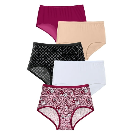 Comfort Choice Plus Size Full Coverage Stretch Cotton Brief 5-Pack