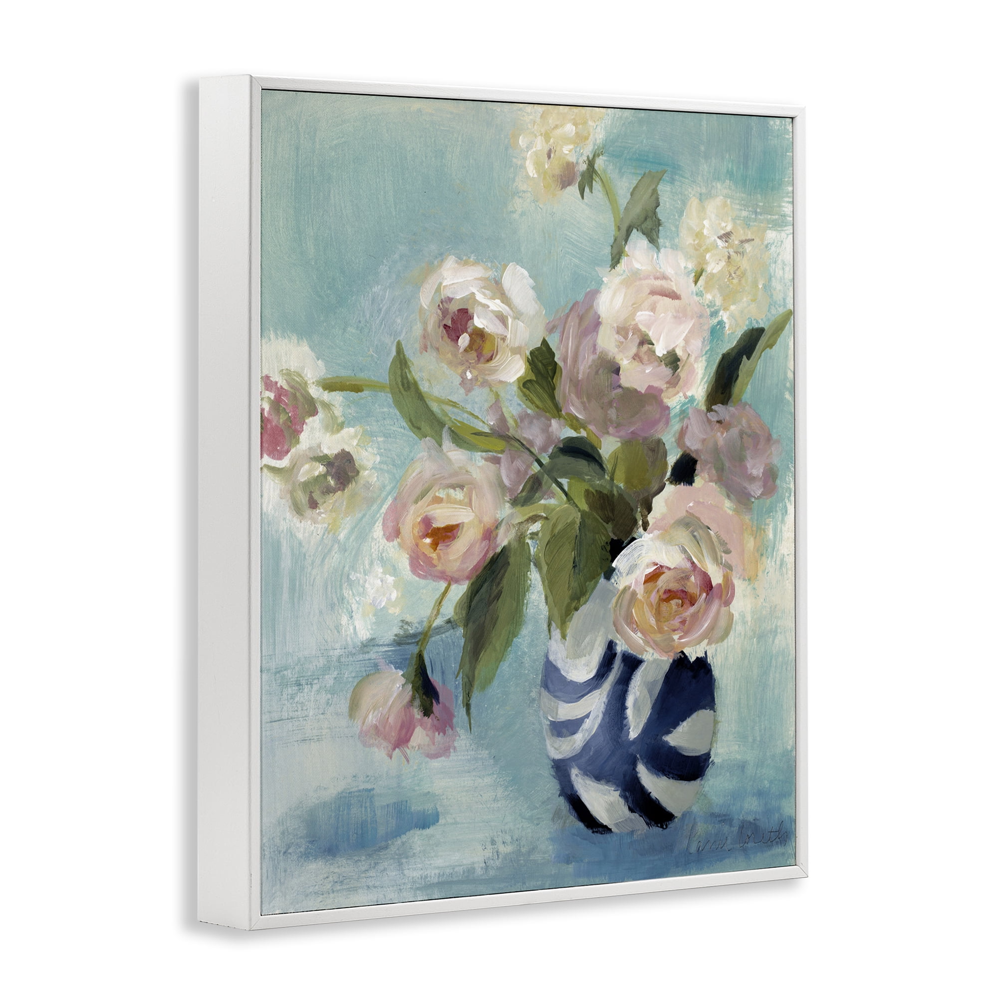 Stupell Industries Carefree Rose Blooms Botanical & Floral Painting White Framed Art Print Wall Art, 24 x 30