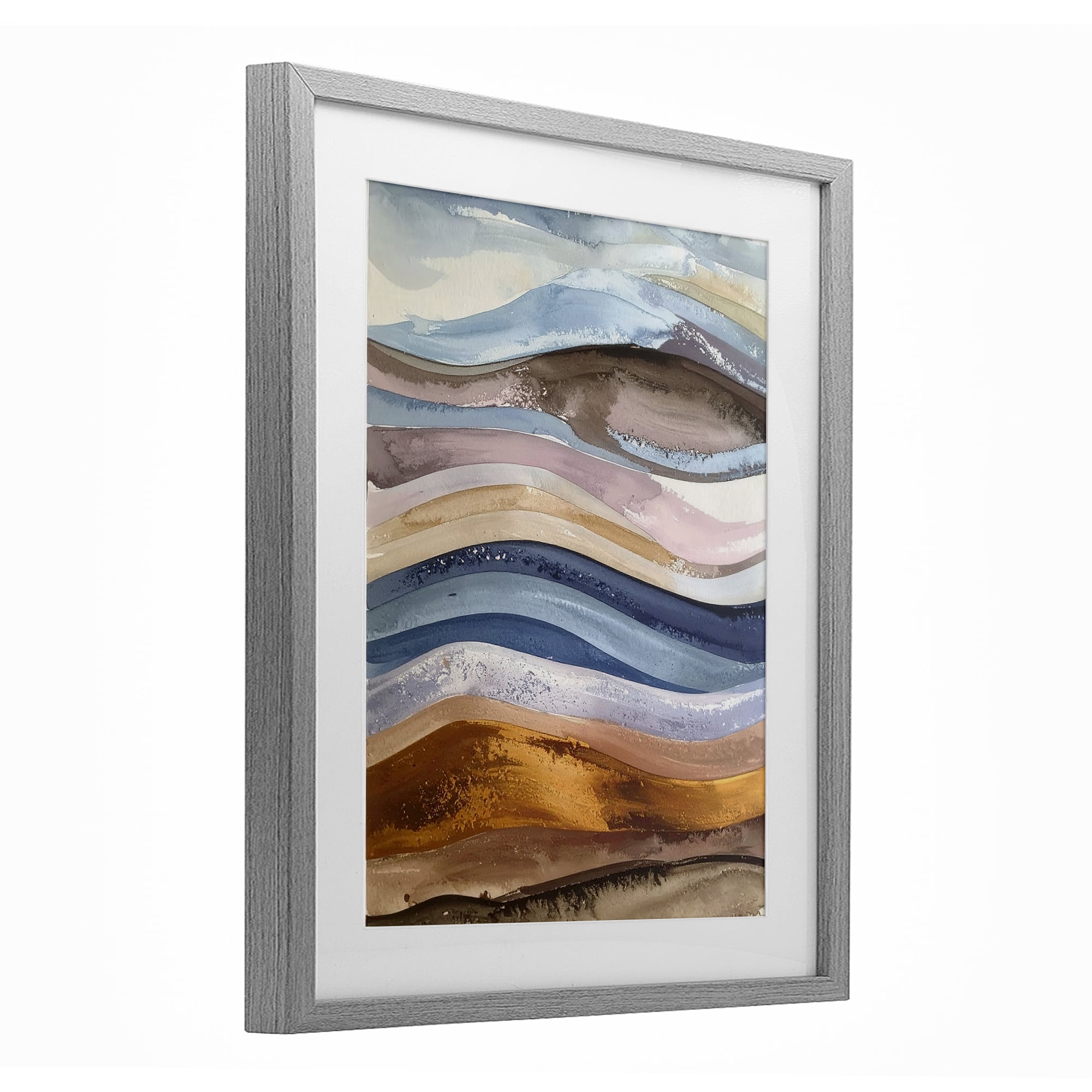 Stupell Industries Ocean Flow Layers Gray Framed Print Under Glass, design by Alonza Saunders