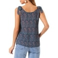 thumbnail image 3 of INSPIRAR CHIC Blusa Floral de Verano para Mujeres con Decoración de Lazo Casual Tops de Tirantes S Azul Oscuro-Paisley, 3 of 6