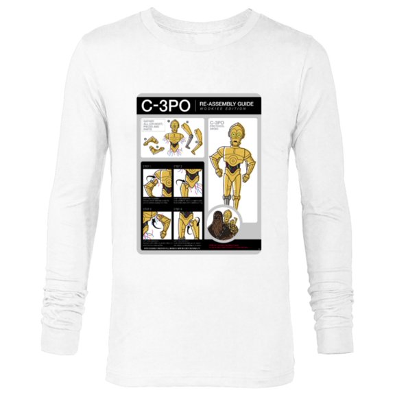 Star Wars C-3PO Re-Assembly Guide Wookiee Edition Funny - Long Sleeve T-Shirt for Men - Customized-White