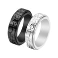 thumbnail image 3 of PAMTIER Men's Stainless Steel Retro Punk Cool Stone Texture Pattern Rotatable Fidget Ring Anxiety Band European and American Style Black Size 7, 3 of 5