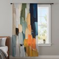 thumbnail image 5 of Orange Blue Blocks Sheer Curtains 54 Inches Long, Abstract Vintage Oil Painting Modern Art Light Filering Curtains, Breathable Simi Curtain Privacy Drapes for Kitchen Bathroom Window Treatment, 5 of 9