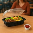 thumbnail image 4 of EcoQuality 26oz Hinged 9x6x3 Inch Black Clamshell Takeout Container with Clear Lid Disposable Food Container for Takeout, Restaurants, Meal Prep, Catering, Delivery (60), 4 of 8