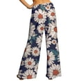thumbnail image 5 of SLADYGLO Women Daisy Print Tie Waist Wide Leg Lounge Pants, 5 of 7