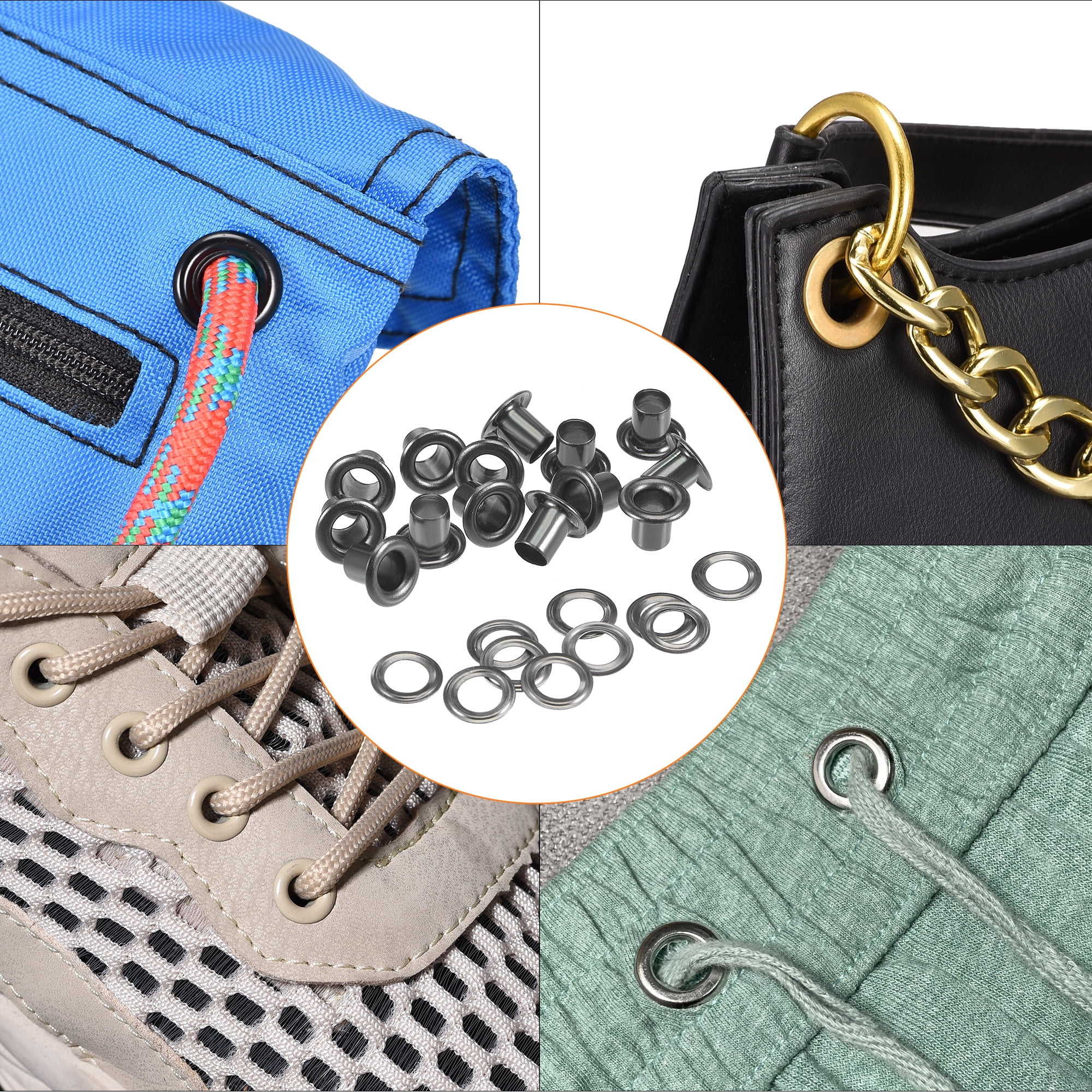 Unique Bargains Grommets Eyelets with Washers Kit, Copper Grommet Chrome Plated Black