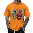thumbnail image 2 of LMOIPLI Mardi Gras Shirt for Men Festival Mask Print Tops Casual Daily Wear Short Sleeve Crewneck Summer Tee Plus Size Orange M, 2 of 5