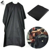 PULLIMORE Professional Barber Cape Waterproof Salon Gown with Velcro for Hair Cutting Dye Coloring (Black)