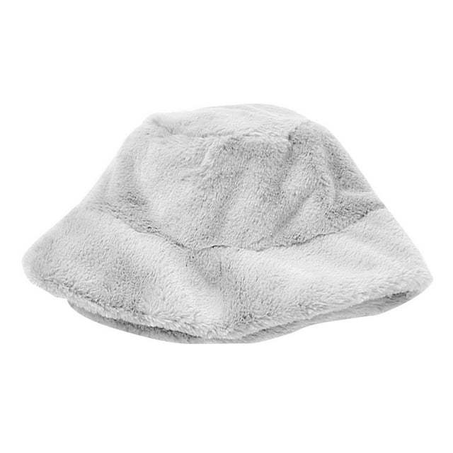 Chapeau de Pêcheur en Peluche Chaud à Large Bord Plat pour Femmes Hiver