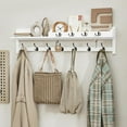 thumbnail image 5 of 35 inch Coat Rack Wall Mount, Extra Long Coat Hooks Wall Mount, Entryway Shelf with 7 Dual Coat Hooks 4 Key Hooks Mail Organizer, Wooden Wall Coat Rack with Hooks, Key Holder Rack (White), 5 of 14