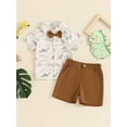 thumbnail image 2 of Bagilaanoe 2pcs Toddler Baby Boy Shorts Set Short Sleeve Print Shirt Tops + Shorts 6M 12M 18M 24M 3T 4T Kids Casual Summer Clothes, 2 of 7