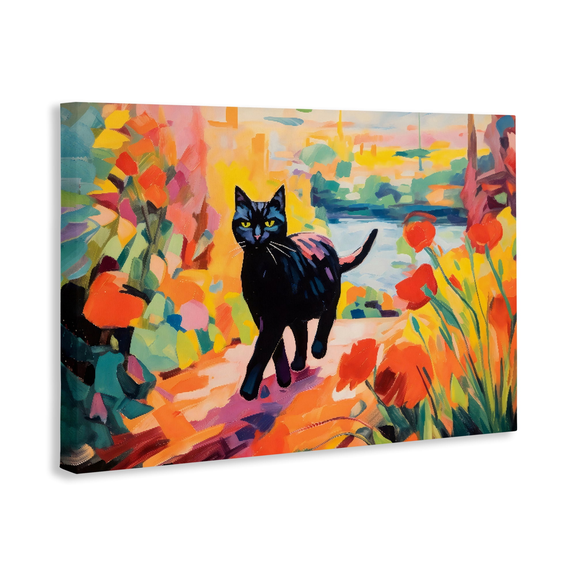 Stupell Industries Sunlit Black Cat in Garden Canvas Wall Art, design by Creative Studio