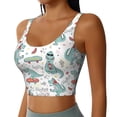 thumbnail image 2 of Fotbe Music Lover Dinosaur Pattern Womens' Sports Bra Longline Wirefree Padded with Medium Support Sports Moisture-Wicking Workou Vest,Tank Top-Small, 2 of 9