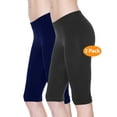 thumbnail image 1 of Women Seamless Basic Stretch Capri 17 in Knee Length Legging Bike Shorts (2 Pack), 1 of 4