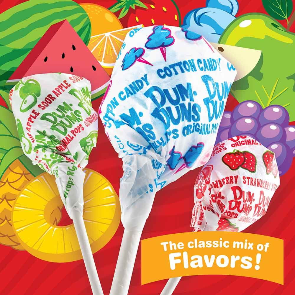 Dum Dums Lollipops Original Mix Flavors 2300 Count Bulk Red Case