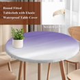 thumbnail image 5 of Minimalist Purple Round Fitted Table Cover and White Gradient Waterproof Table Cloth with Elastic Edge Wipeable Tablecloth for Picnic Camping Party Fits 55"-60" Diameter, 5 of 8