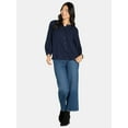 thumbnail image 4 of Time and Tru Women's Peasant Blouse with Long Sleeves, Sizes S-XXXL, 4 of 5