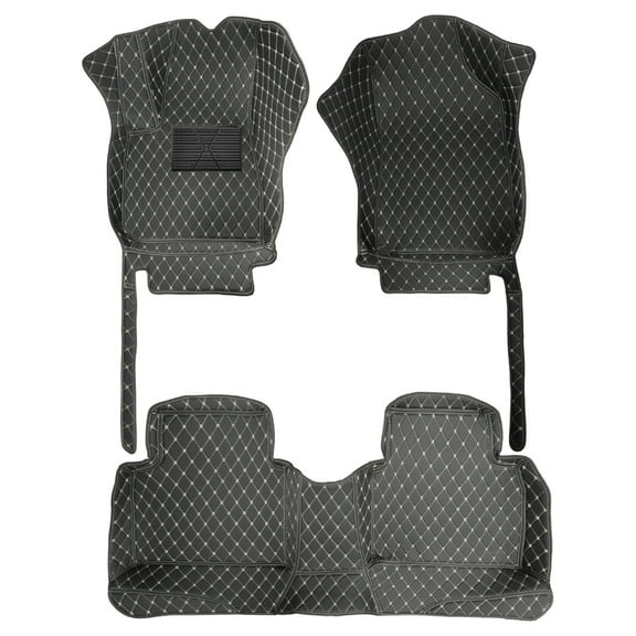 Tuqiang Car Floor Mats for BMW 7series 2008-2014 5 Seats Carpet Protection PU Leather Auto Liners All Weather Black Beige 3pc