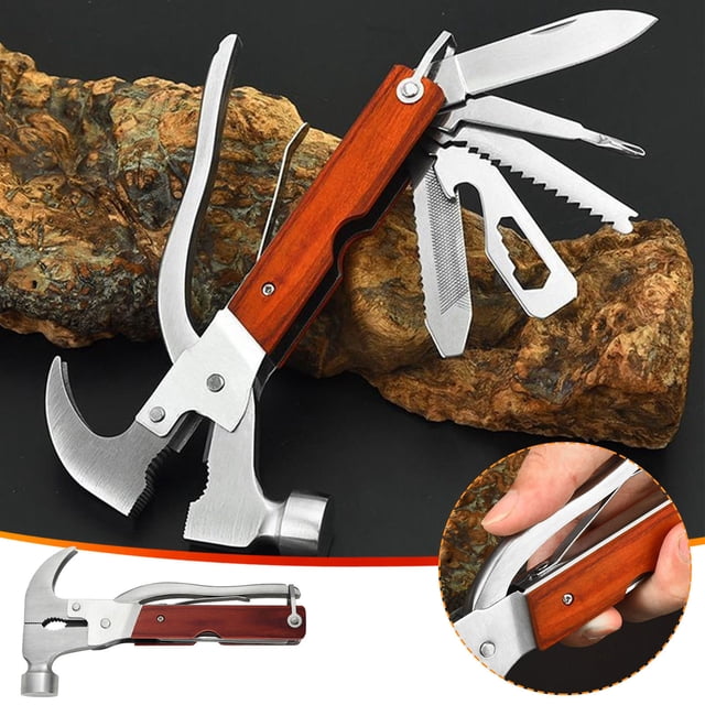 Pince Multitool Portable 16-en-1 Outil Multifonction en Acier Inoxydable Prise Confortable Pochette de Rangement Compacte pour Camping Randonnée Pêche Réparations Ménagères Urgence Équipement de Plein Air