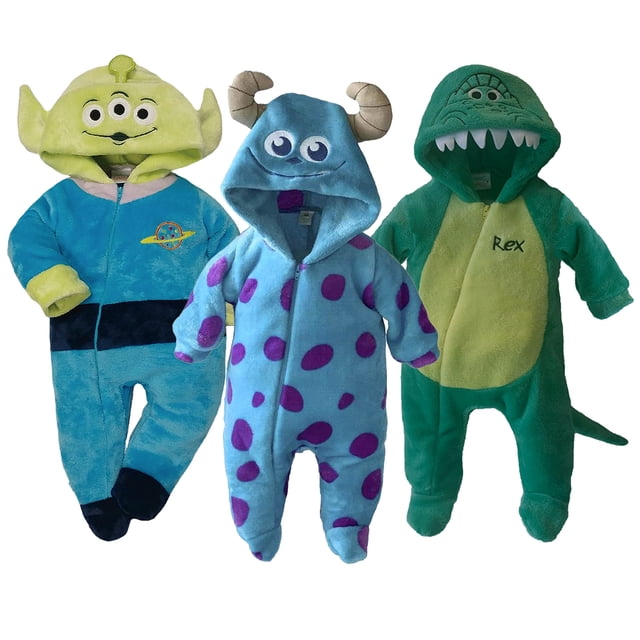 Kit 3 Mamelucos con Gorro Bordado Disney Alien Sulley Rex